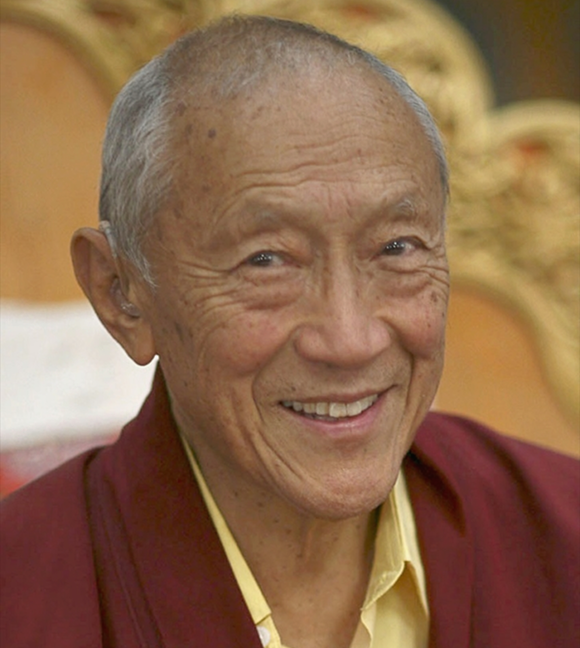 Kyabje Dagpo Rinpoche smiling during a teaching visit to Bangalore