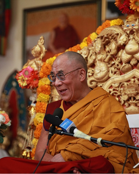 His Holiness the Dalai Lama during a teaching visit