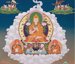 Thangka painting of Je Tsongkhapa, founder of the Gelug tradition